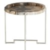 FURNITURE Fifty Five South Side Tables | Relic Round Stainless Steel Base Side Table