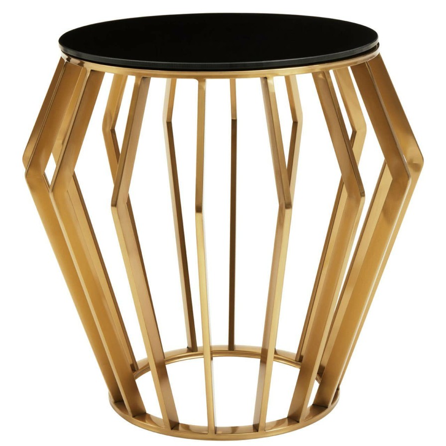 FURNITURE Fifty Five South Side Tables | Ackley Black And Gold Round Side Table