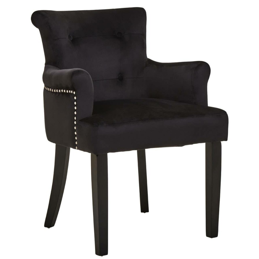 FURNITURE Fifty Five South Armchairs | Doucet Black Velvet Chair With Ring Back