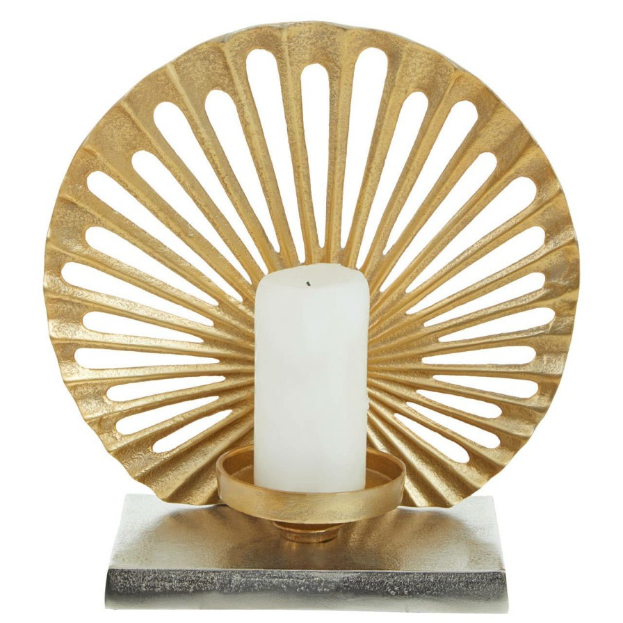 Accessories Fifty Five South Candles and Holders | Dion Large Two Toned Silver And Gold Finish Candle Holder