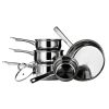 Kitchen and Dining Premier Pots and Pans | 5Pc Stainless Steel Saucepan Set