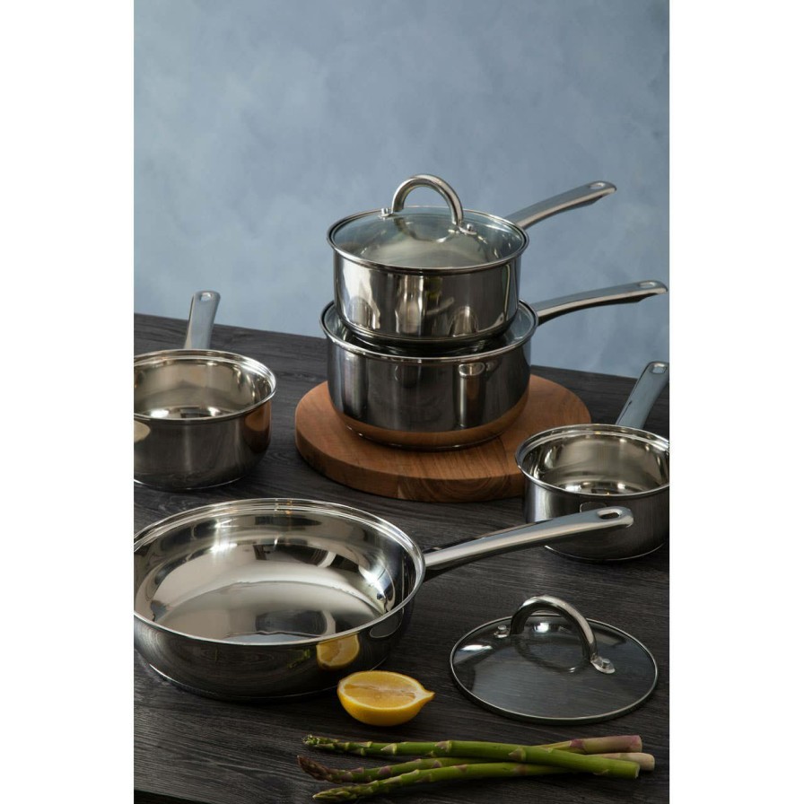 Kitchen and Dining Premier Pots and Pans | 5Pc Stainless Steel Saucepan Set