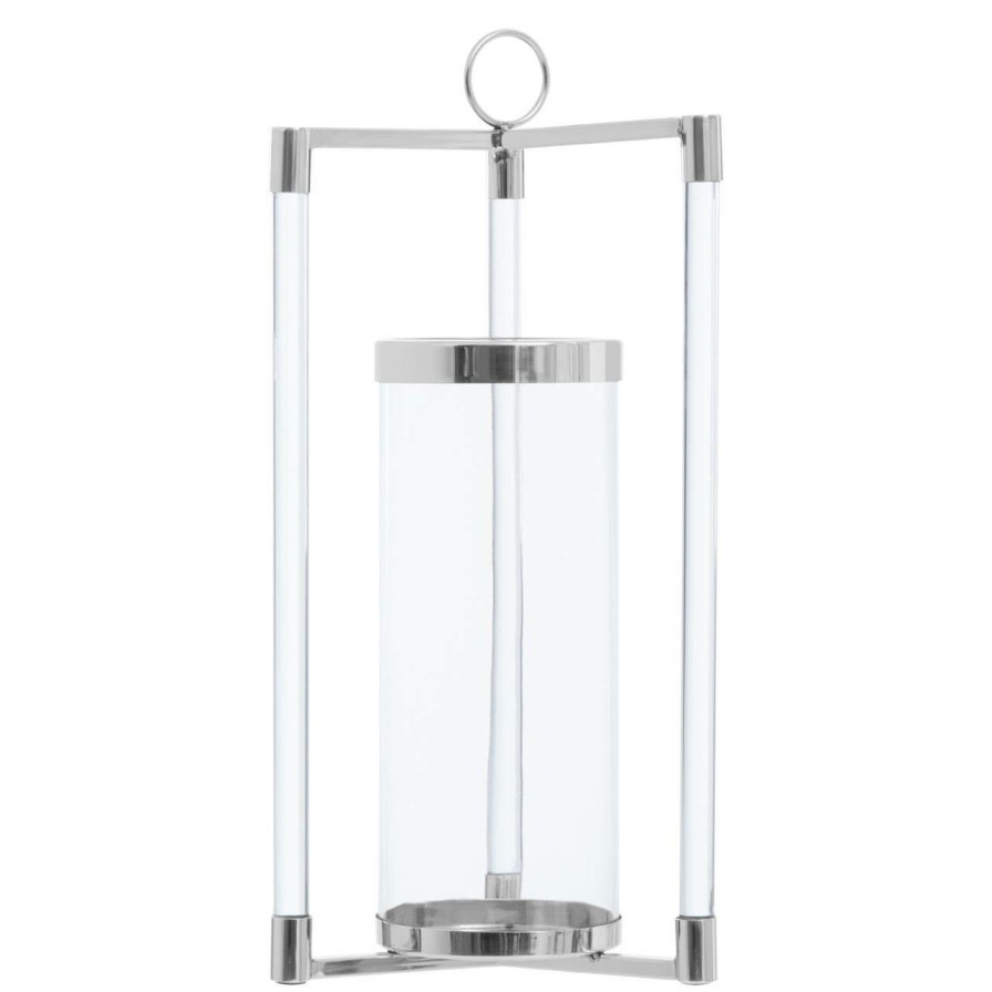 Accessories Fifty Five South Candles and Holders | Franklin Large Silver Finish Lantern