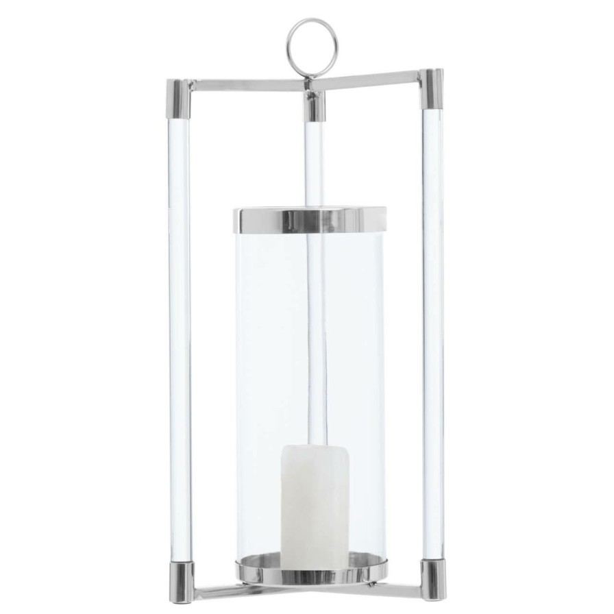 Accessories Fifty Five South Candles and Holders | Franklin Large Silver Finish Lantern