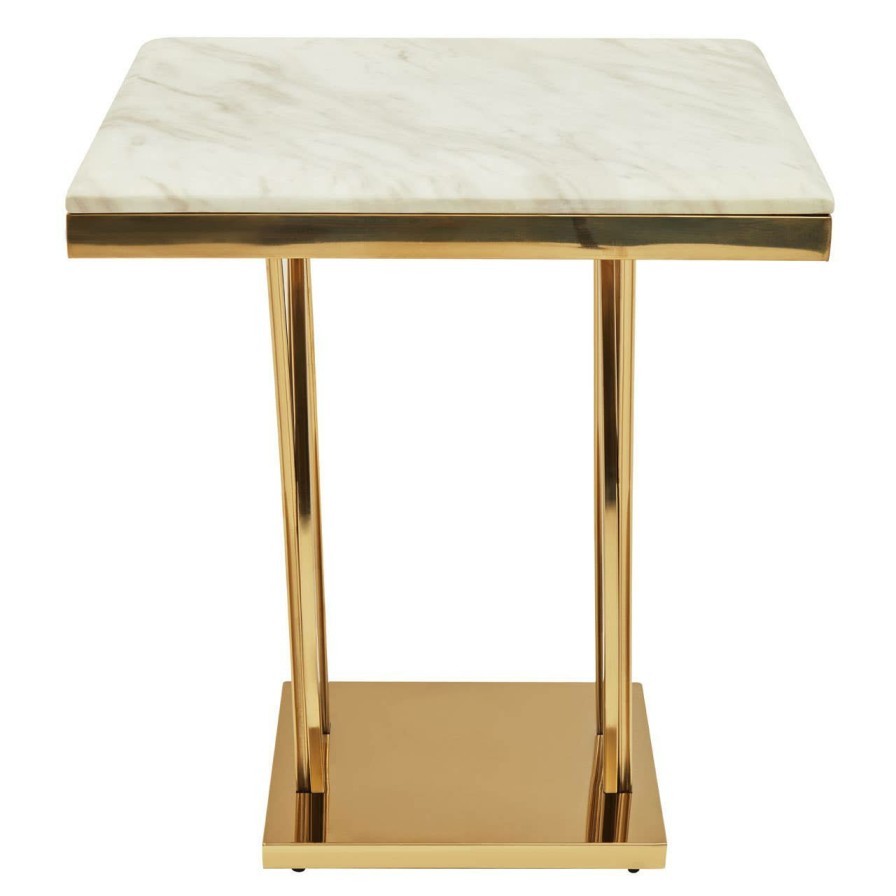 FURNITURE Fifty Five South Side Tables | Arenza White Marble And Titan Gold Side Table