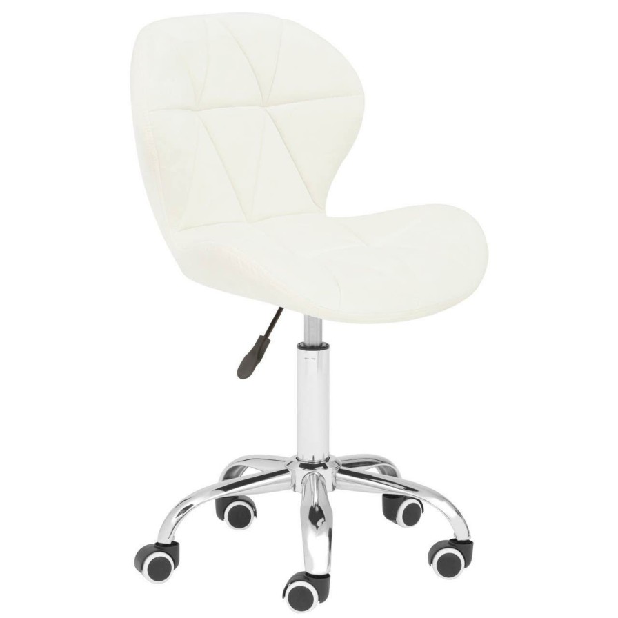 FURNITURE Premier Seating | White Velvet Quilted Home Office Chair