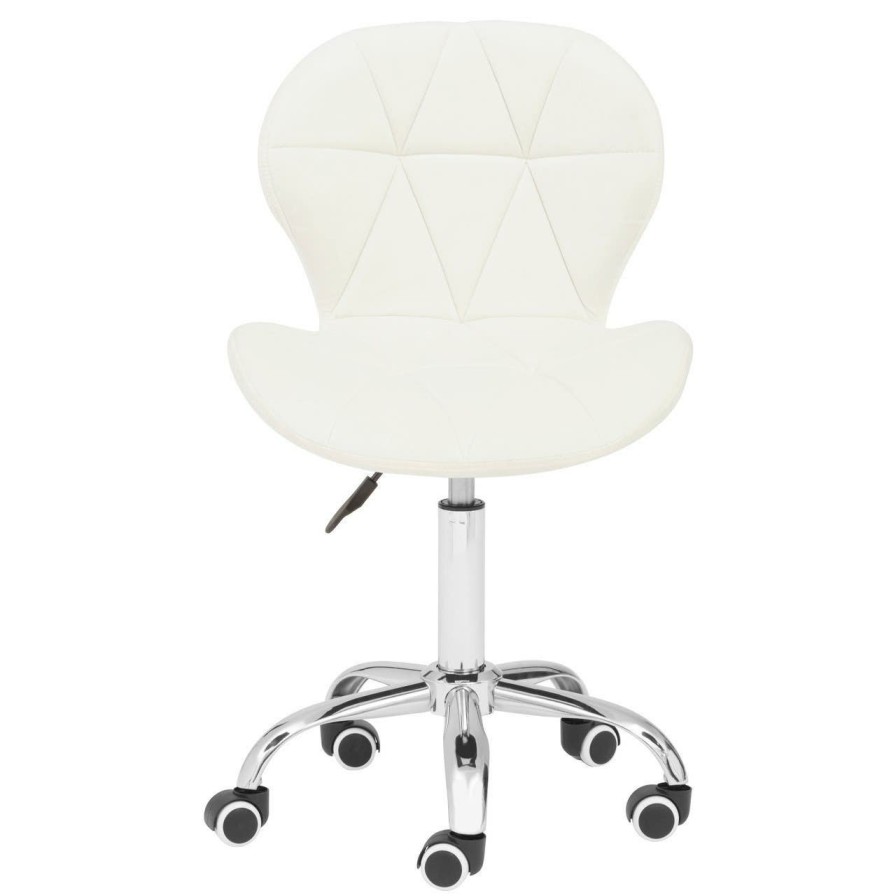 FURNITURE Premier Seating | White Velvet Quilted Home Office Chair