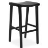 FURNITURE Fifty Five South Stools | Kendari Black Leather And Teak Stool