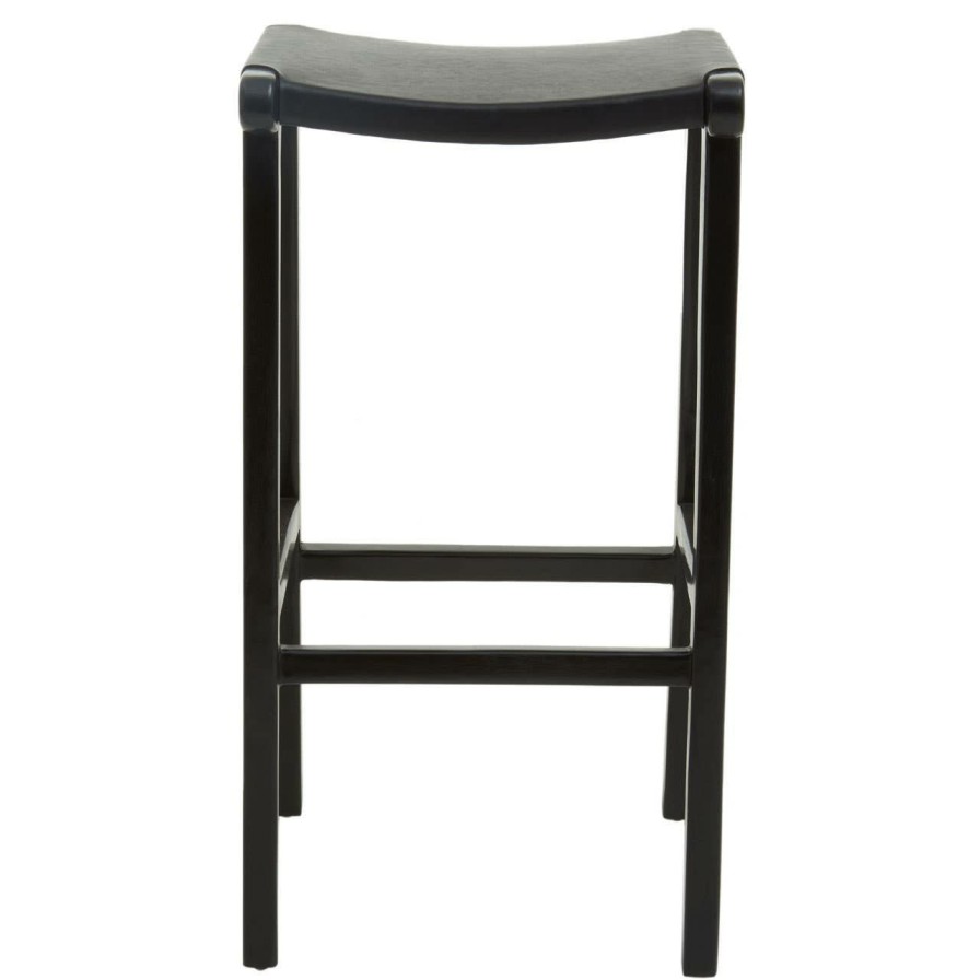 FURNITURE Fifty Five South Stools | Kendari Black Leather And Teak Stool