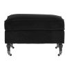 FURNITURE Fifty Five South Footstools | Black Cotton Velvet Plush Footstool