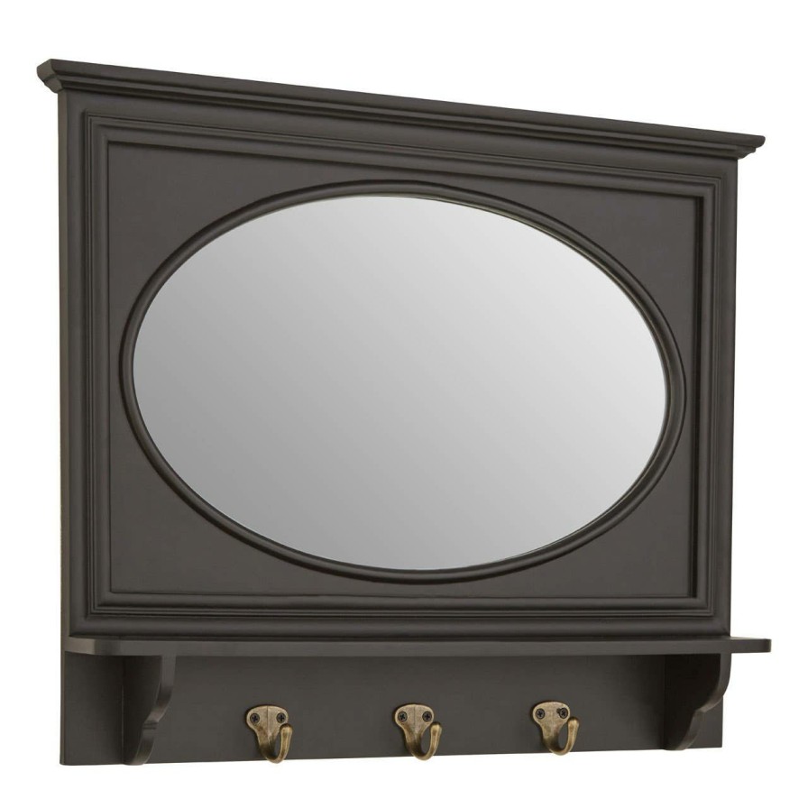 Bathe and Utility Premier Mirrors | Whitley Black 3 Hooks Wall Mirror