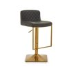 FURNITURE Premier Bar Seating | Baina Dark Grey And Gold Square Base Bar Stool