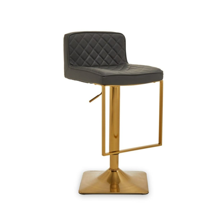 FURNITURE Premier Bar Seating | Baina Dark Grey And Gold Square Base Bar Stool