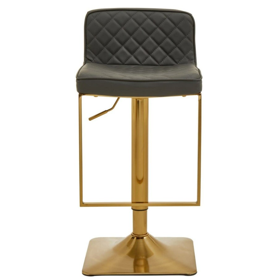 FURNITURE Premier Bar Seating | Baina Dark Grey And Gold Square Base Bar Stool