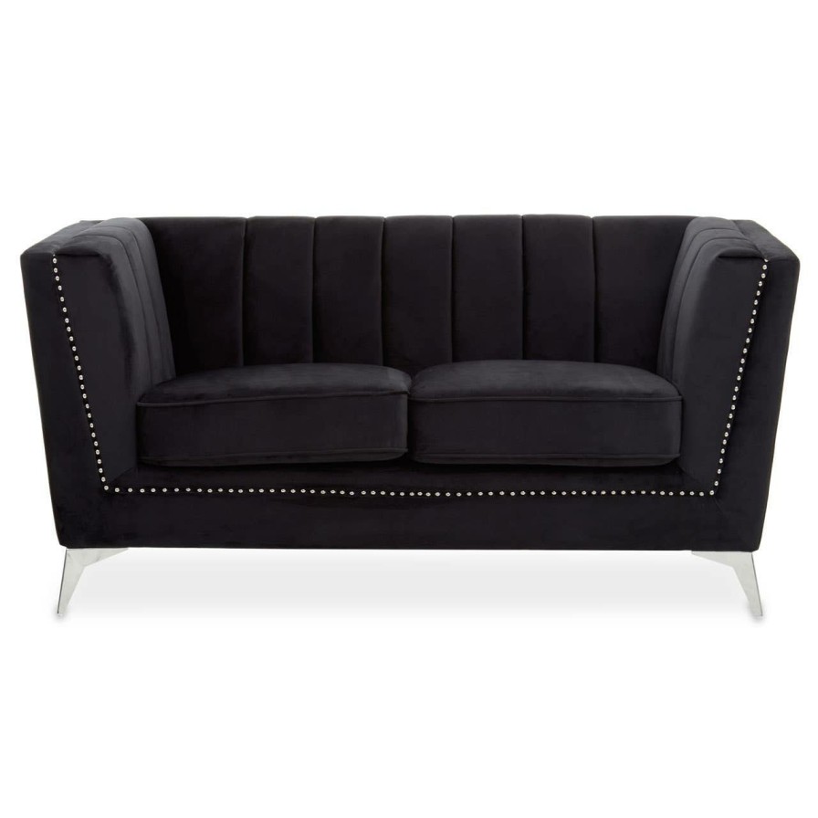 FURNITURE Premier Seating | Hansa Two Seat Black Velvet Sofa