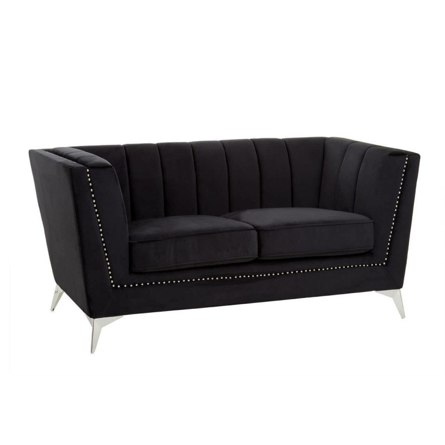 FURNITURE Premier Seating | Hansa Two Seat Black Velvet Sofa