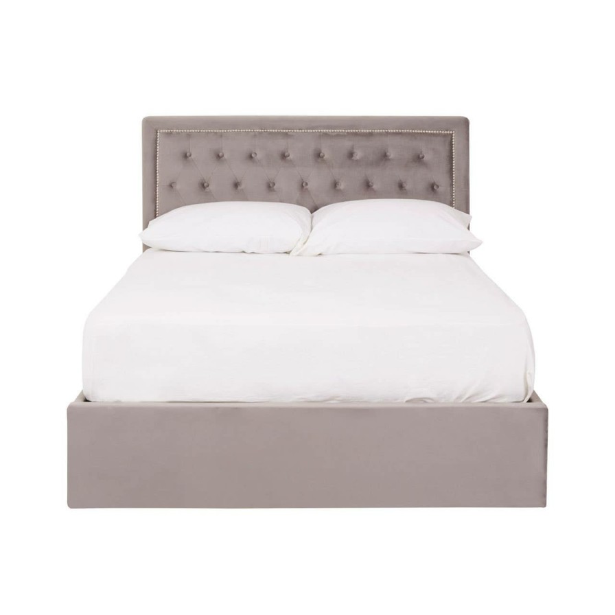 FURNITURE Premier Beds | Hannah Brushed Steel Velvet Double Bed