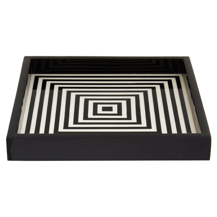 Accessories Fifty Five South Trays and Coasters | Donato Black And White Finish Tray