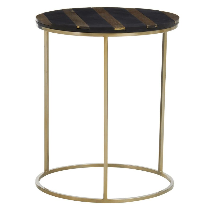 FURNITURE Fifty Five South Side Tables | Aris Black And Gold Side Table