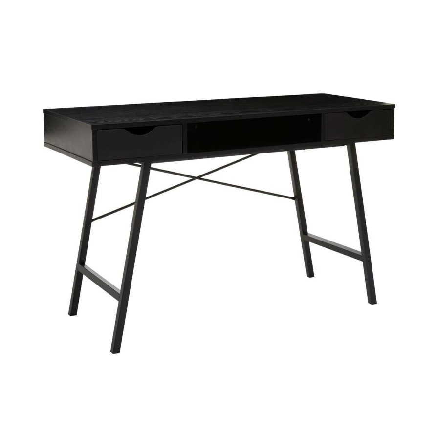 FURNITURE Premier Desks | Bradbury Two Drawer Black Oak Veneer Desk