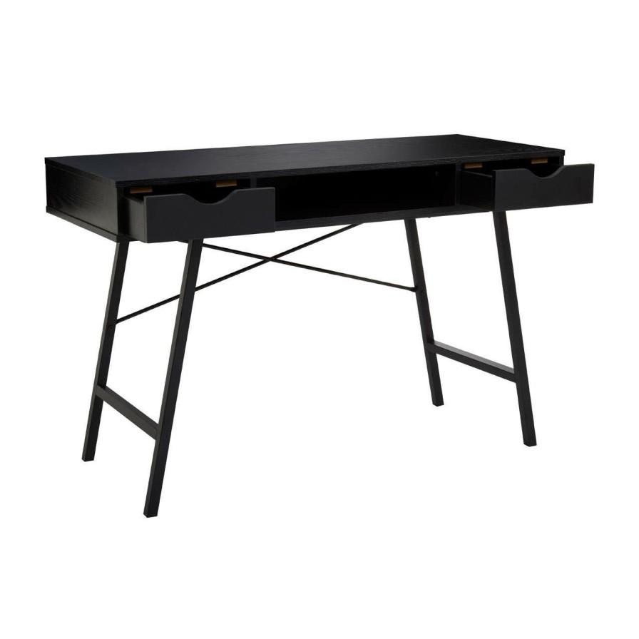 FURNITURE Premier Desks | Bradbury Two Drawer Black Oak Veneer Desk