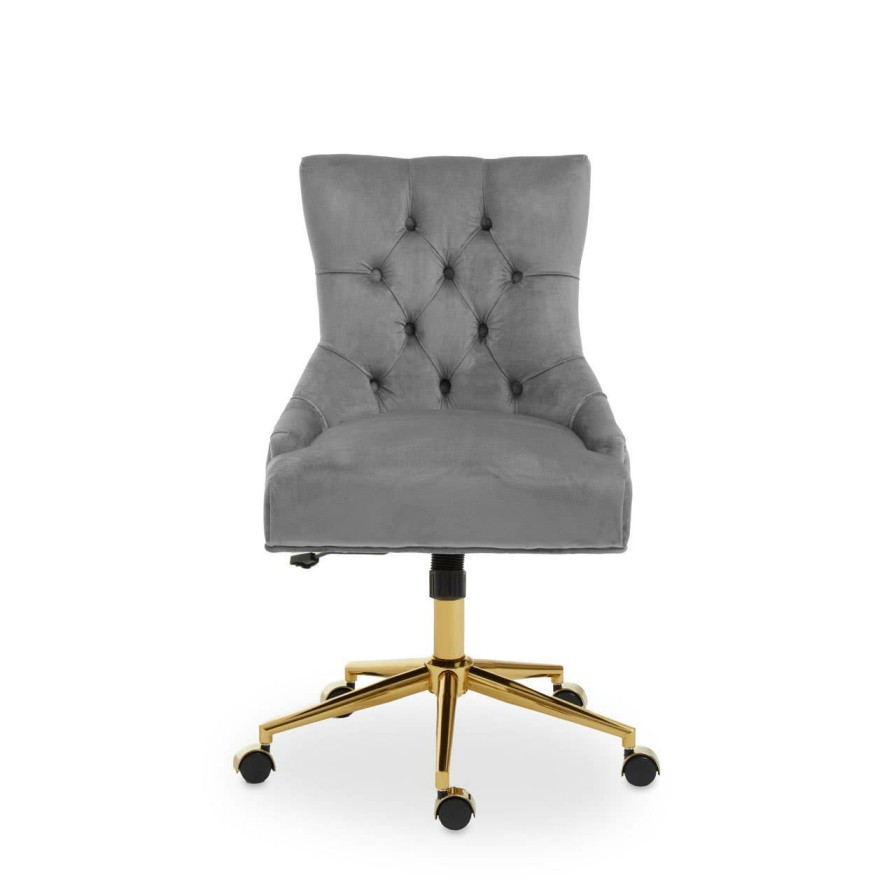 FURNITURE Fifty Five South Seating | Anita Grey Velvet Home Office Chair