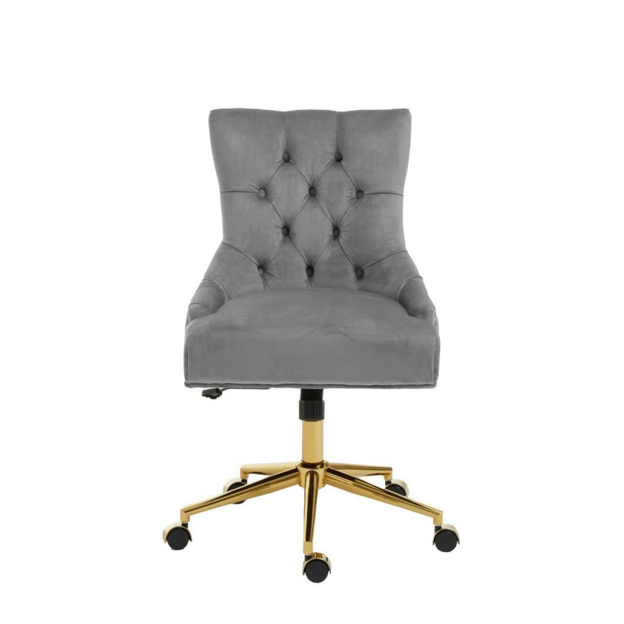 FURNITURE Fifty Five South Seating | Anita Grey Velvet Home Office Chair