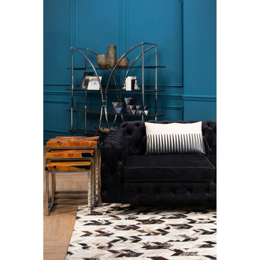 Accessories Fifty Five South Rugs | Safira Small Black And White Patchwork Rug