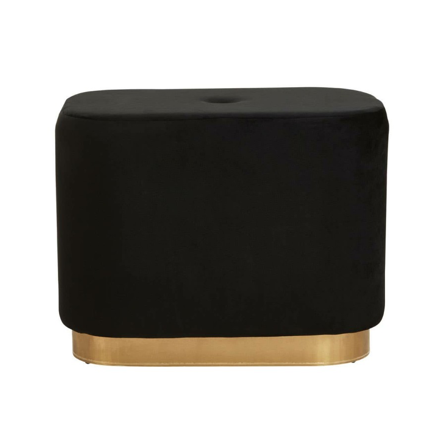 FURNITURE Fifty Five South Stools | Hartford Black Stool With Matte Gold Base