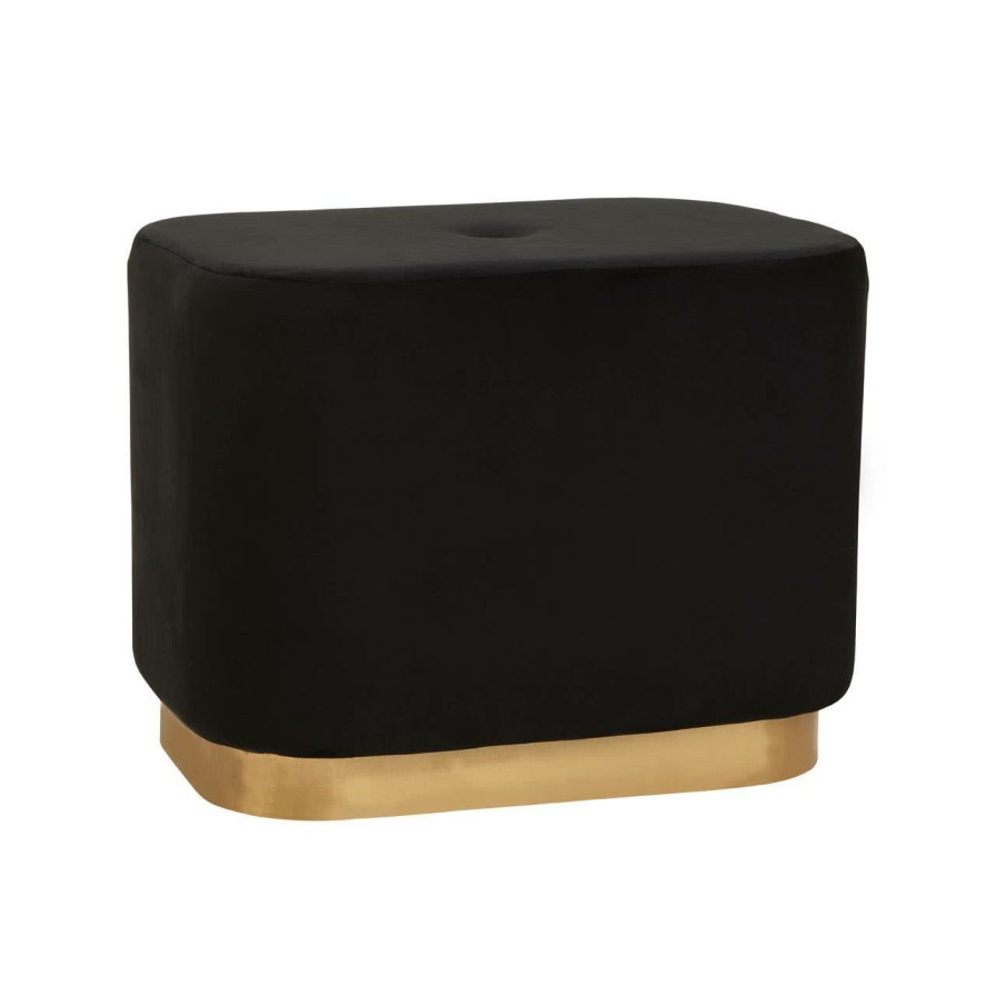 FURNITURE Fifty Five South Stools | Hartford Black Stool With Matte Gold Base