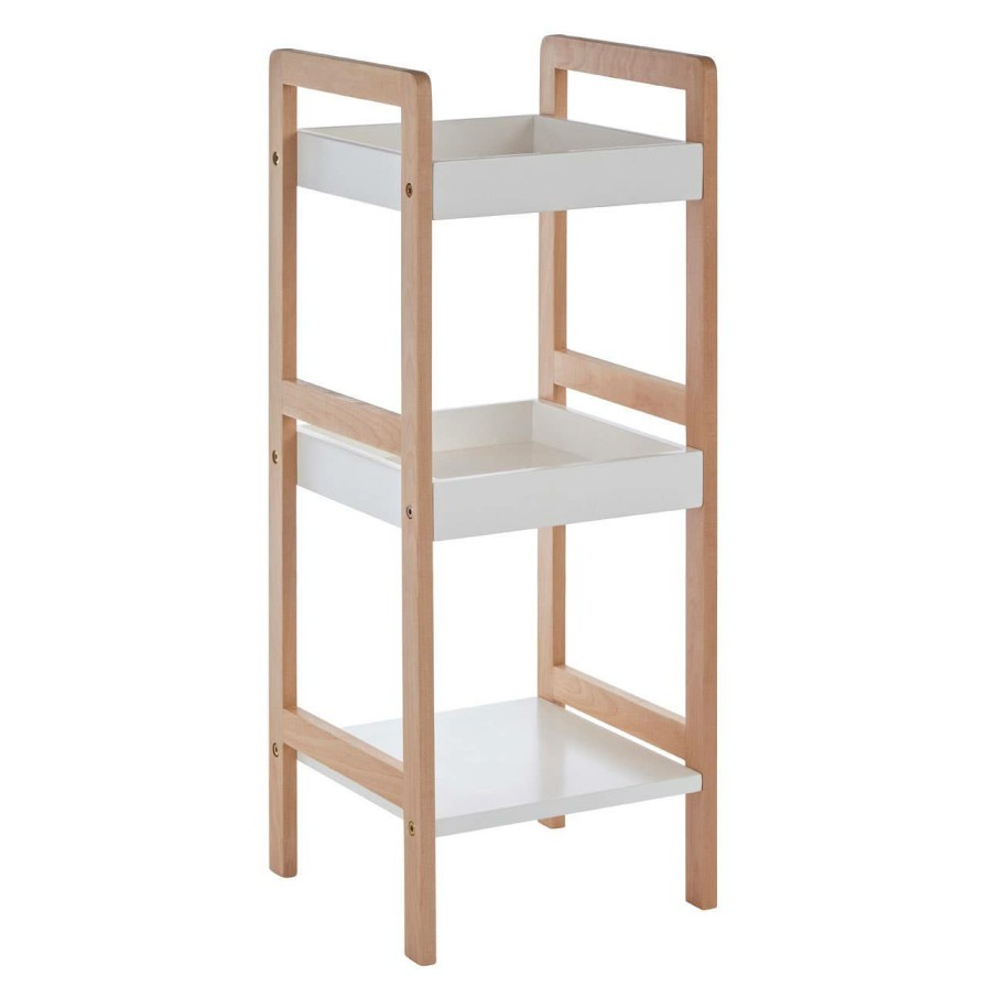 Bathe and Utility Premier Racks, Caddies and Shelf Units | Bathroom Shelf Unit With Birchwood Frame