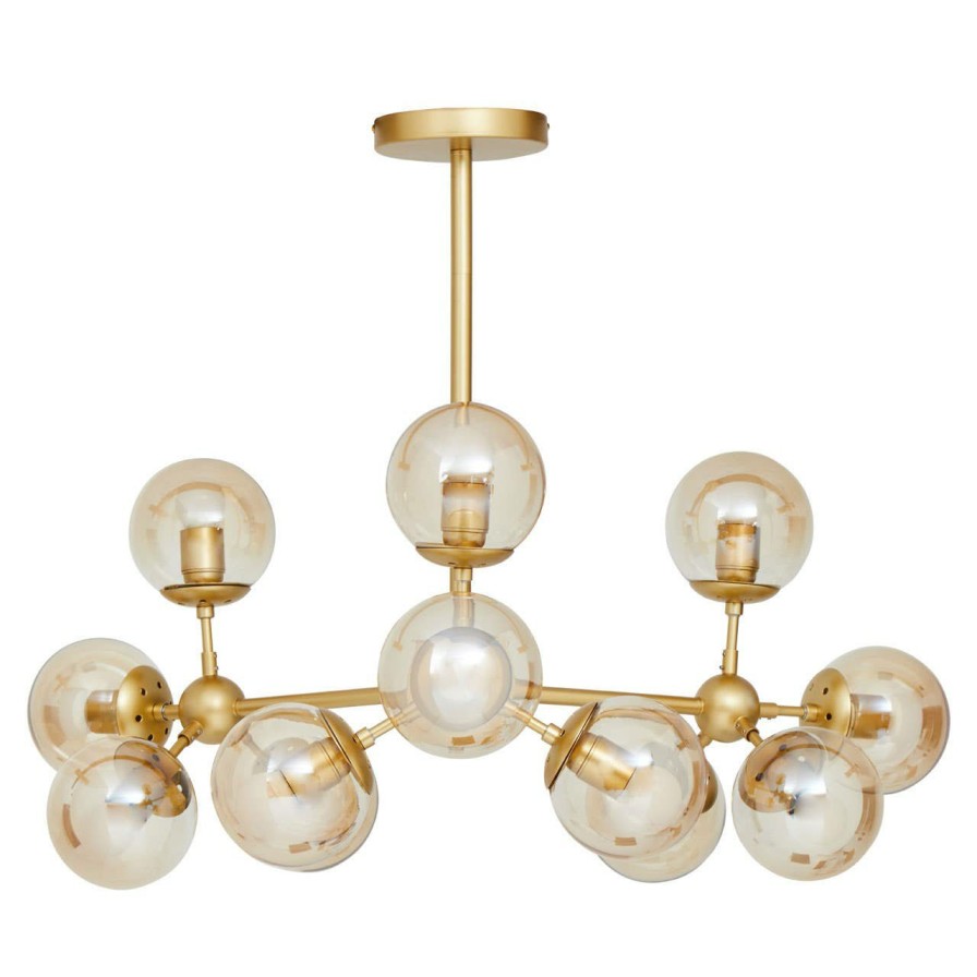 Accessories Fifty Five South Chandeliers | Abira Twelve Bulb Gold Finish Pendant Light