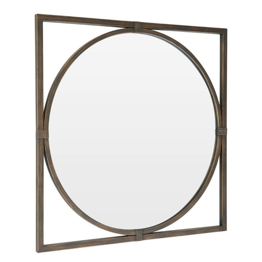 Bathe and Utility Fifty Five South Mirrors | Jair Bronze Metal Frame Square Wall Mirror