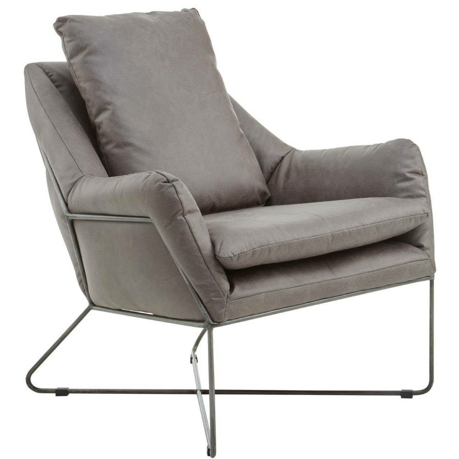 FURNITURE Fifty Five South Seating | Hugo Grey Faux Leather Chair