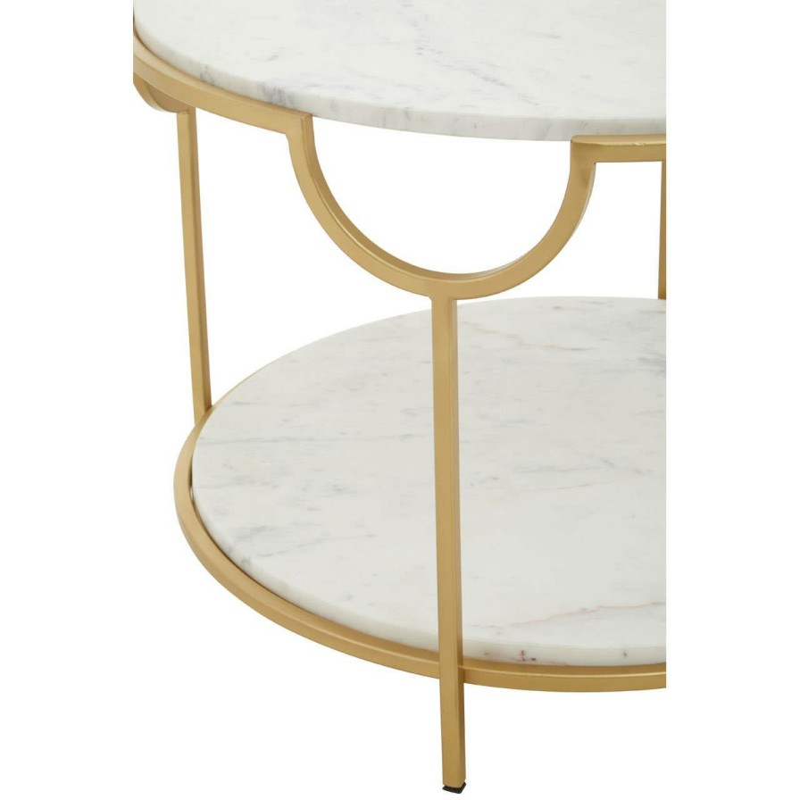 FURNITURE Fifty Five South Side Tables | Pali Two Tier White And Gold Side Table