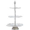 Kitchen and Dining Fifty Five South Serveware | Salma Three Tier Lotus Leaf Silver Cake Stand