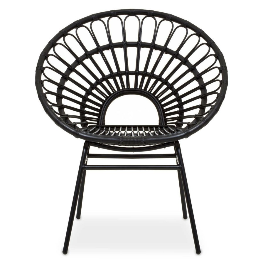 FURNITURE Fifty Five South Seating | Java Black Natural Rattan Flared Back Chair