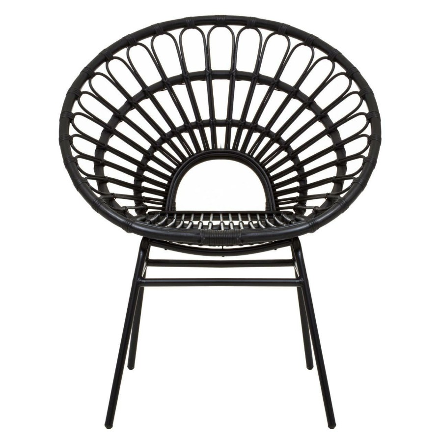 FURNITURE Fifty Five South Seating | Java Black Natural Rattan Flared Back Chair