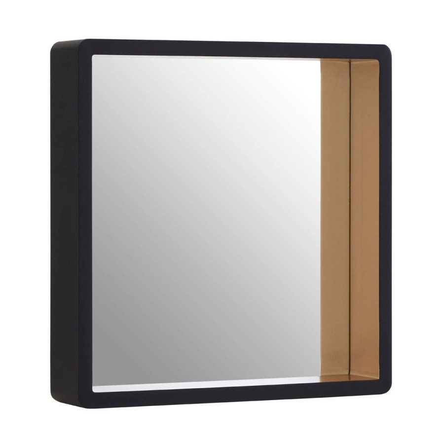 Bathe and Utility Premier Mirrors | Medium Black Wall Mirror With Gold Edge