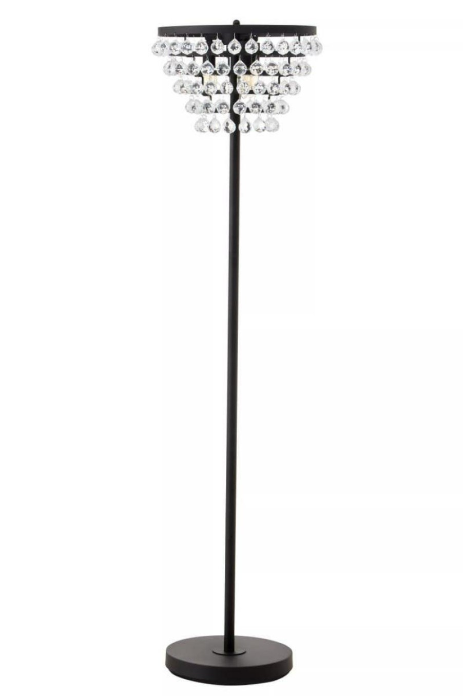 Accessories Fifty Five South Floor Lamps | Hutchinson Clear Crystal Floor Lamp With Black Metal