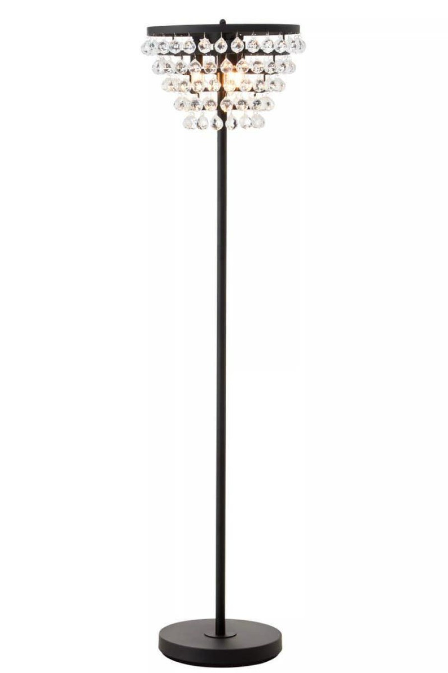 Accessories Fifty Five South Floor Lamps | Hutchinson Clear Crystal Floor Lamp With Black Metal