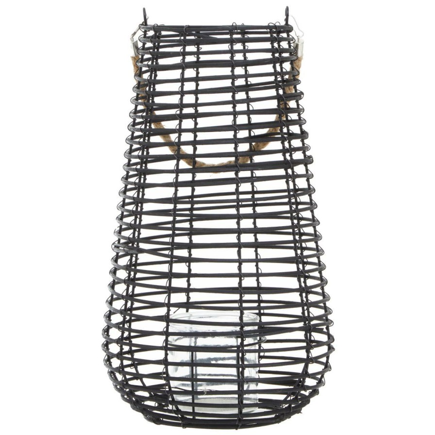 Accessories Premier Lanterns | Lentigo Large Black Rattan Lantern