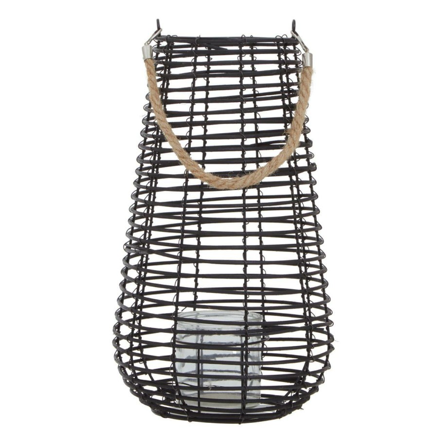 Accessories Premier Lanterns | Lentigo Large Black Rattan Lantern