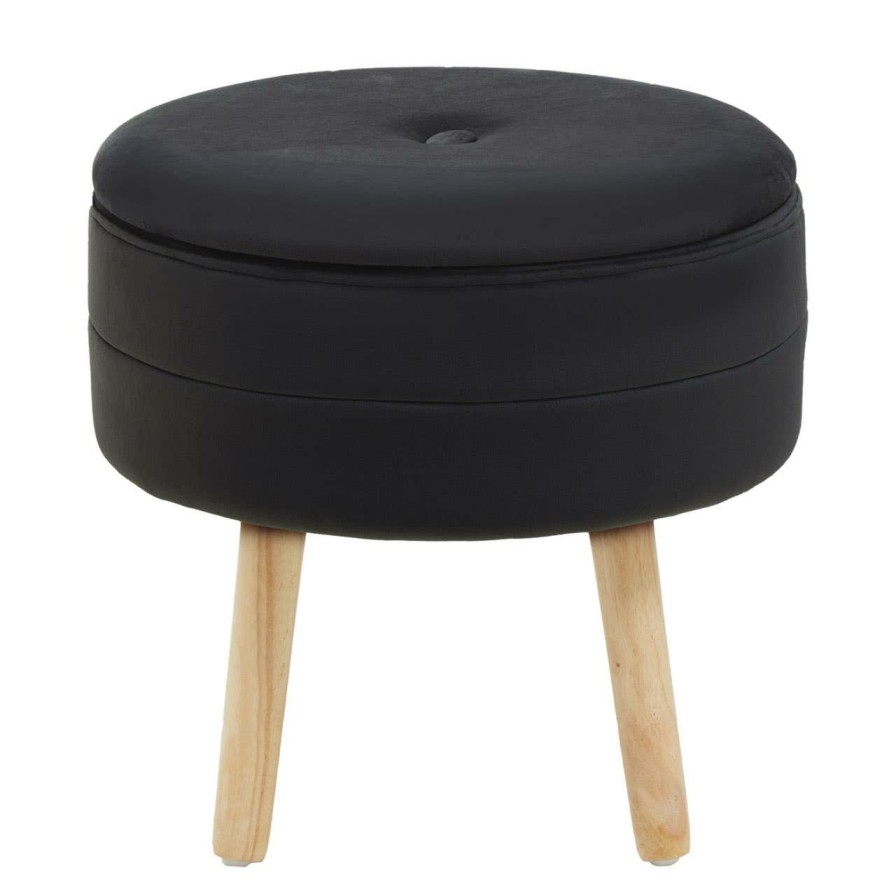 FURNITURE Premier Seating | Ivy Black Velvet Stool