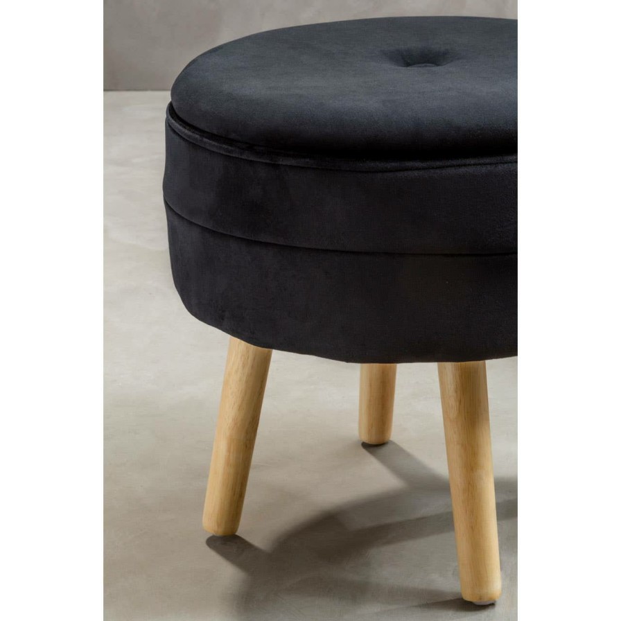 FURNITURE Premier Seating | Ivy Black Velvet Stool