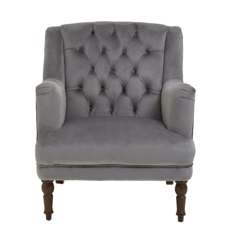 FURNITURE Premier Seating | Lily Grey Velvet Armchair