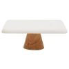 Kitchen and Dining Premier Serveware | White Marble And Acacia Wood Cake Stand