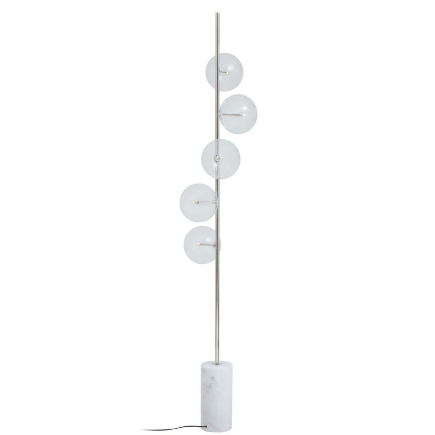 Accessories Fifty Five South Floor Lamps | Abira Nickel And White Marble Floor Lamp