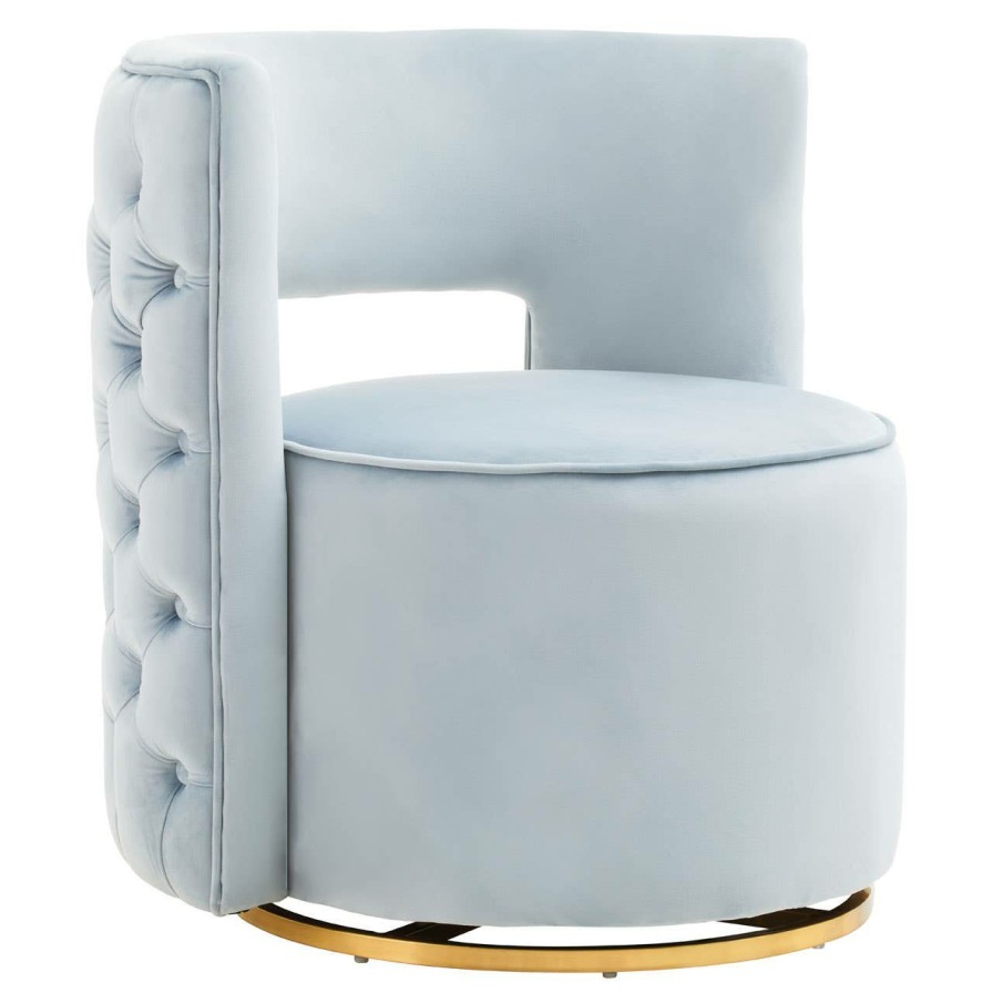 FURNITURE Fifty Five South Statement Chairs | Yasmeen Blue Velvet Swivel Chair