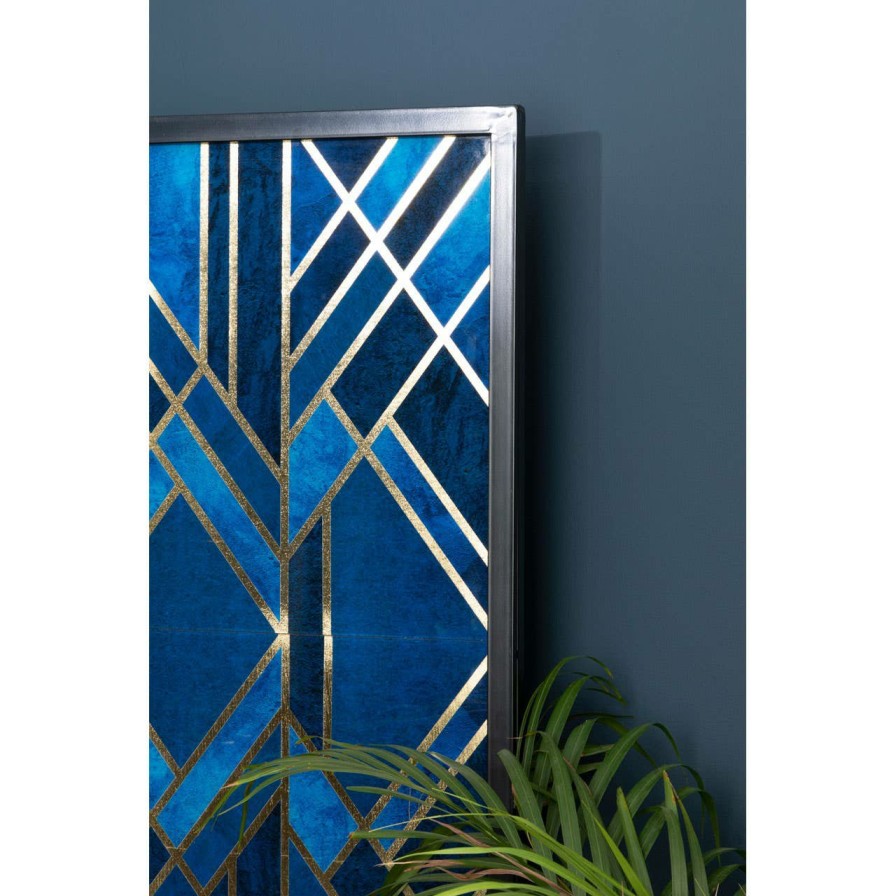 Accessories Fifty Five South Room Dividers | Celina Deco Blue And Gold Room Divider